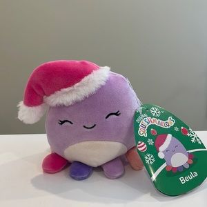 NWT 4” Beula the Octopus with Santa Hat Christmas Squishmallow